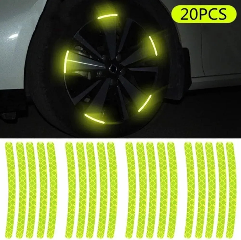 Lot de 20 Bandes d'avertissement de nuit  pour jante (Vert)