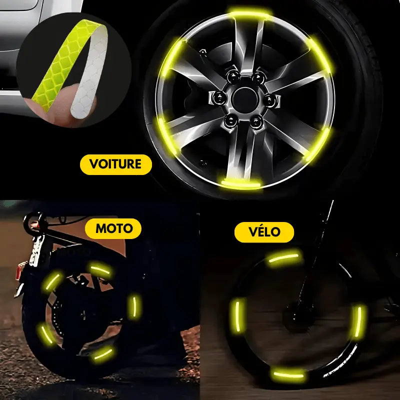 Lot de 20 Bandes d'avertissement de nuit  pour jante (Vert)